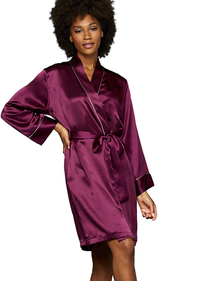 Julianna Rae Women'S Paradise Found Silk Short Robe Apparel & Accessories > Clothing > Sleepwear & Loungewear > Robes Julianna Rae Opera X-Small 