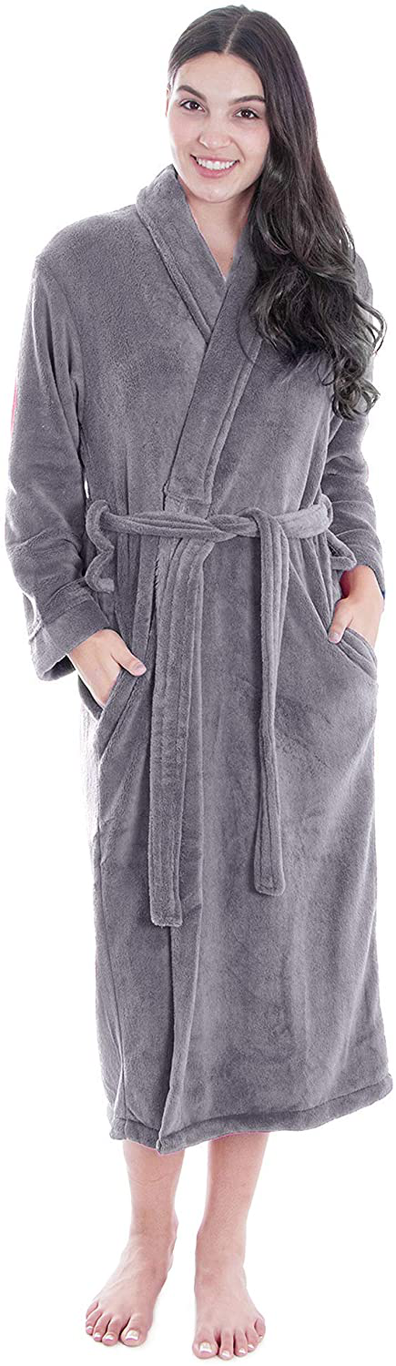Simplicity Men/Women Luxurious Plush Kimono Bathrobe with Side Pockets Apparel & Accessories > Clothing > Sleepwear & Loungewear > Robes Kylie Max   