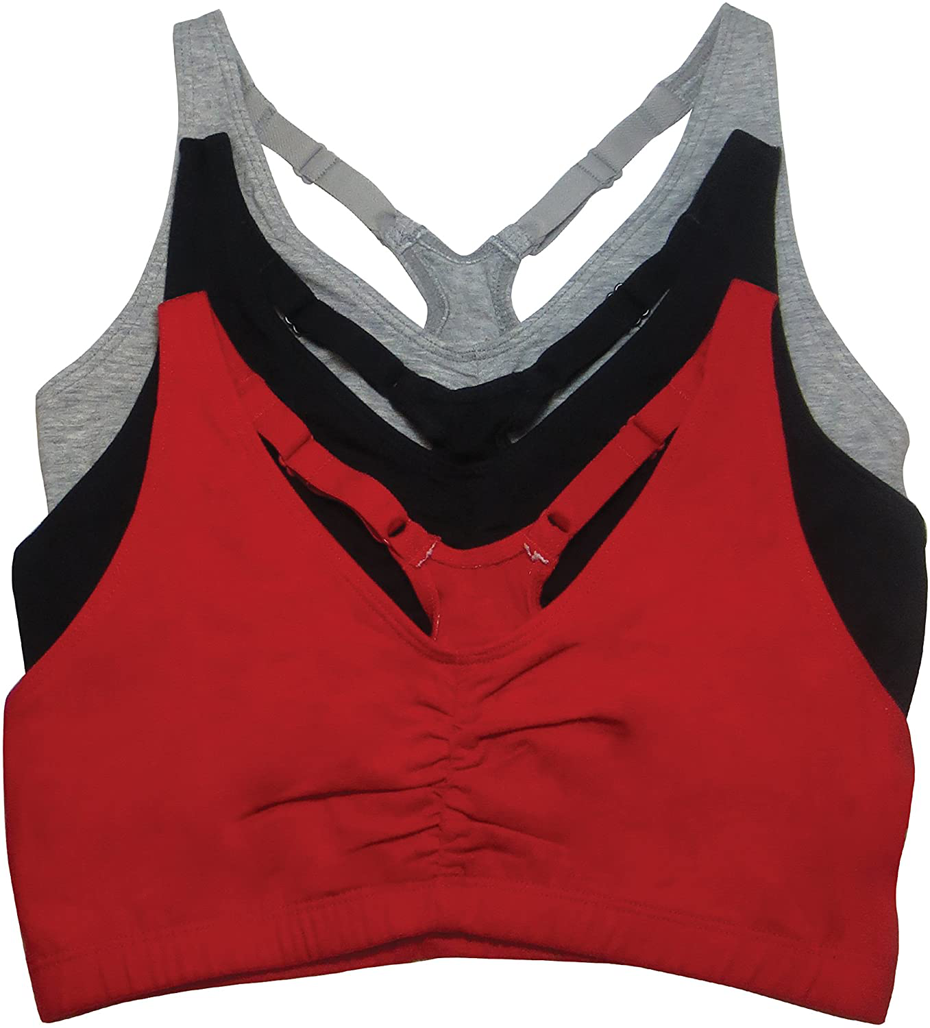 Fruit of the Loom Women'S Adjustable Shirred Front Racerback Sports Bra Apparel & Accessories > Clothing > Underwear & Socks > Bras Kylie Max   