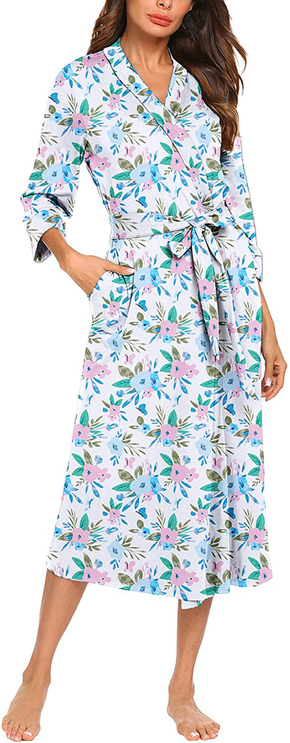 MAXMODA Women Kimono Robes Long Knit Bathrobe Soft Robe Casual Ladies Loungewear S-3XL Apparel & Accessories > Clothing > Sleepwear & Loungewear > Robes MAXMODA   