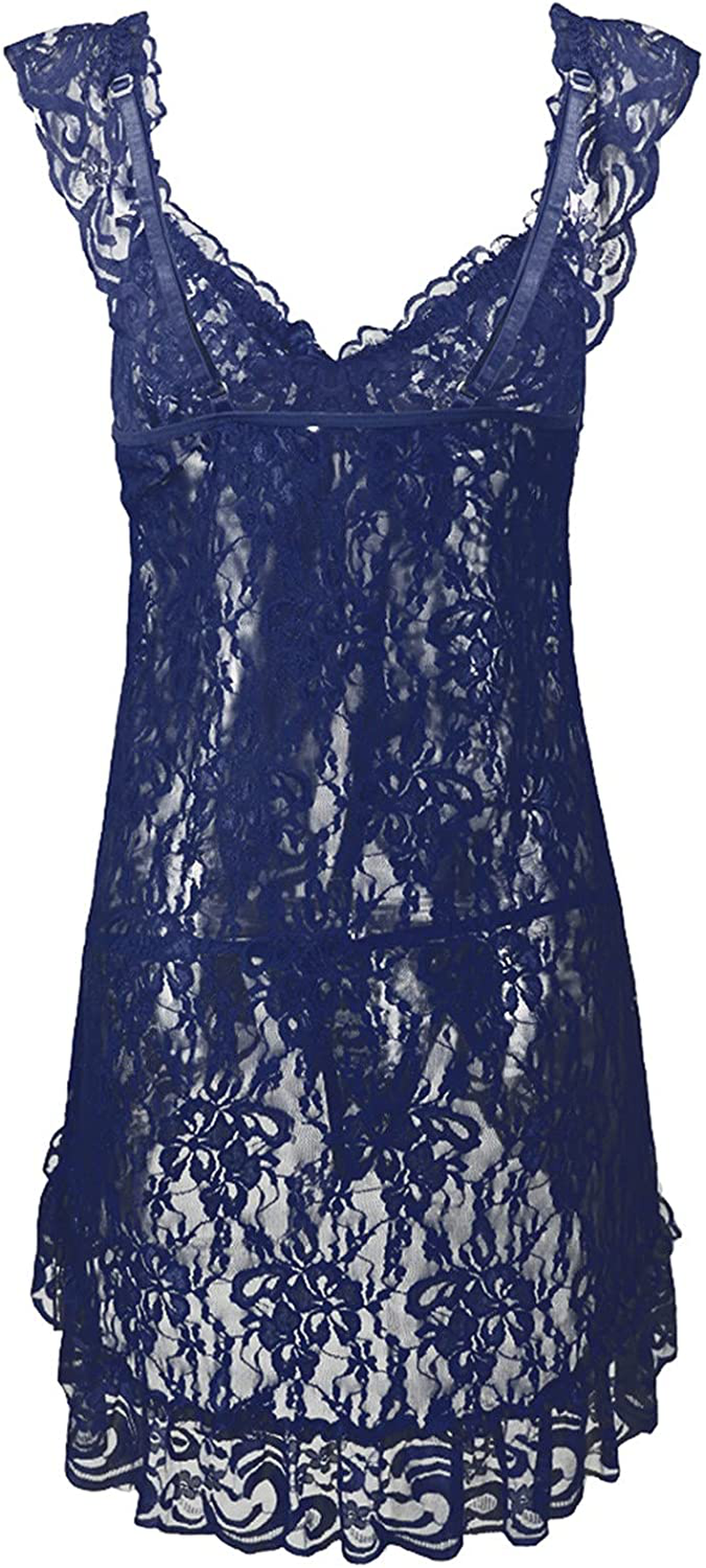 Babydoll Lingerie for Women Pajamas Lace Front Bow Closure Lingerie V Neck Nightwear Sexy Chemise Nightie Apparel & Accessories > Clothing > Underwear & Socks > Lingerie Kylie Max   