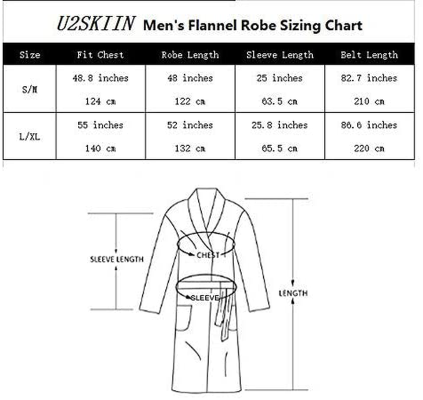 U2SKIIN Mens Hooded Robe, Plush Robes for Men Long Fleece Bathrobe Apparel & Accessories > Clothing > Sleepwear & Loungewear > Robes Kylie Max   
