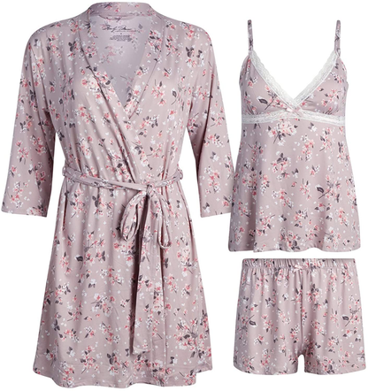 Marilyn Monroe Women's Pajama Set – 3 Piece Soft Robe, Cami, and Sleep Short Set Apparel & Accessories > Clothing > Sleepwear & Loungewear > Pajamas Marilyn Monroe Blushstone Bloom Large 