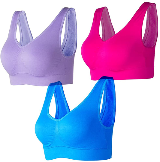 Lemef 3-Pack Seamless Sports Bra Wirefree Yoga Bra with Removable Pads for Women Apparel & Accessories > Clothing > Underwear & Socks > Bras Kylie Max   