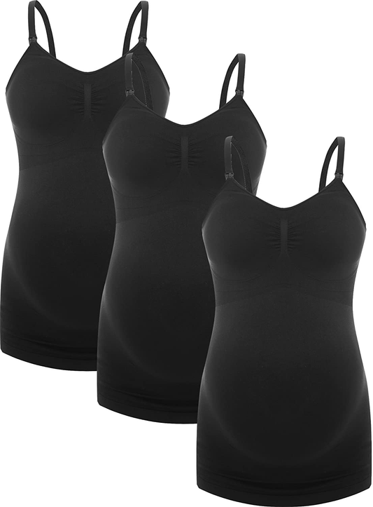 HOFISH Women'S Breast Feeding Tops,Maternity Nursing Cami with Build in Shelf Bra 3Pack Apparel & Accessories > Clothing > Activewear Kylie Max   