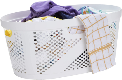 Mind Reader HHAMP40-IVO, Laundry, Storage, Bathroom, Bedroom, Home, Ivory 40 Liter Clothes Basket Apparel & Accessories > Clothing > Underwear & Socks > Underwear Mind Reader White 40 Liter Clothes Basket  