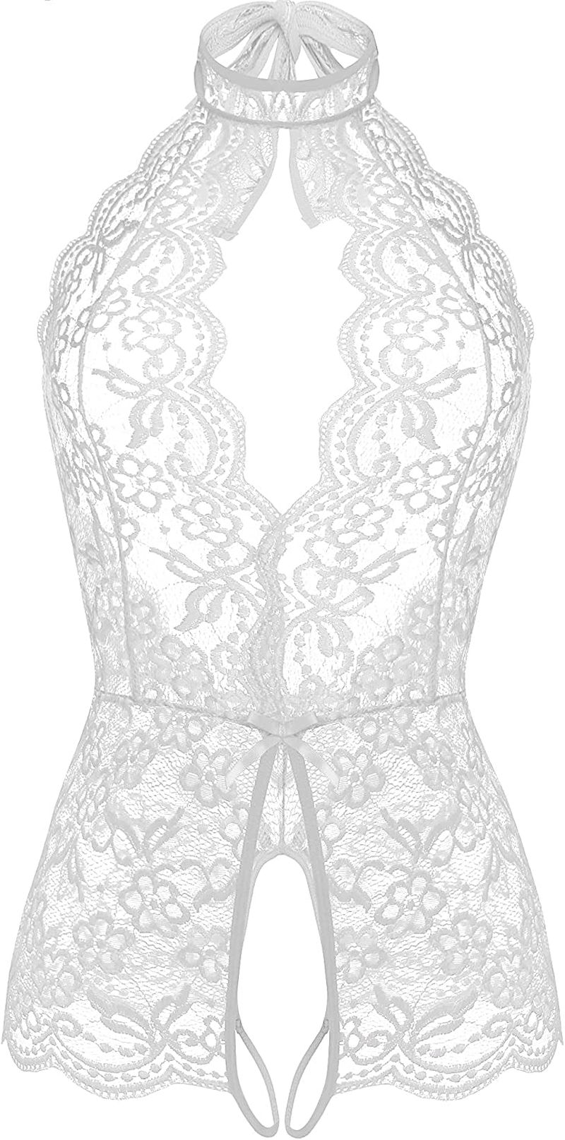 LOLLO VITA Women Lingerie Lace Bodysuit One Piece Babydoll Teddy Chemise Sleepwear Apparel & Accessories > Clothing > Underwear & Socks > Lingerie LOLLO VITA White Large 