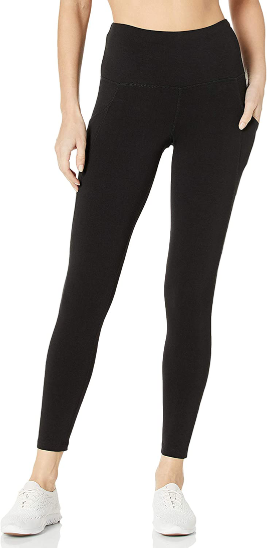 Jockey Women's Cotton Stretch Basic 7/8 Legging with Side Pocket Apparel & Accessories > Clothing > Activewear Jockey Deep Black Medium 