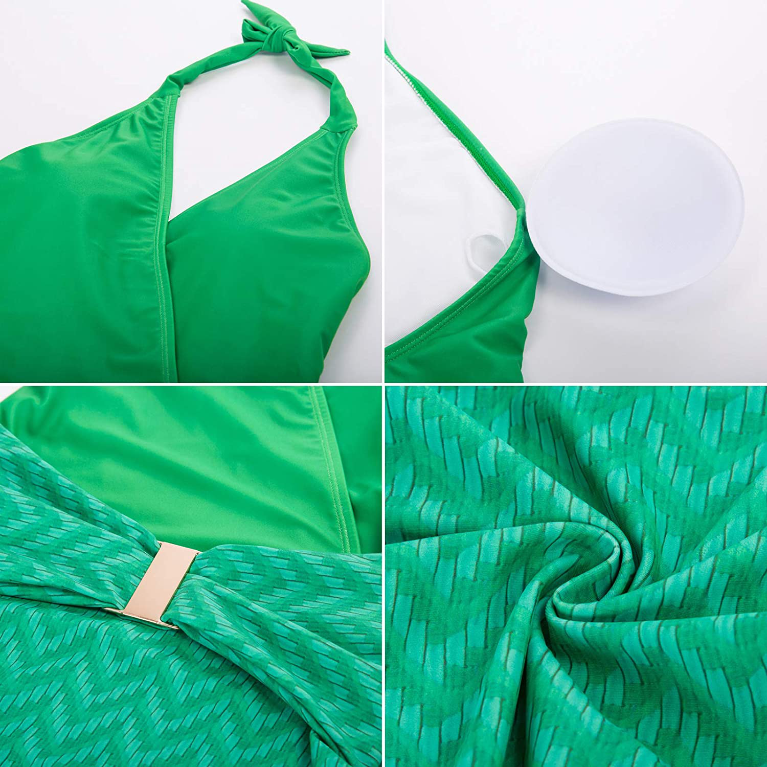 GRACE KARIN Women'S Halter Swimwear V Neck Stripe One-Piece Swimsuit Monokini  Kylie Max   