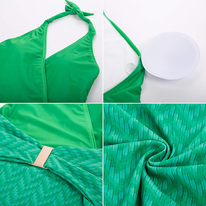 GRACE KARIN Women'S Halter Swimwear V Neck Stripe One-Piece Swimsuit Monokini  Kylie Max   