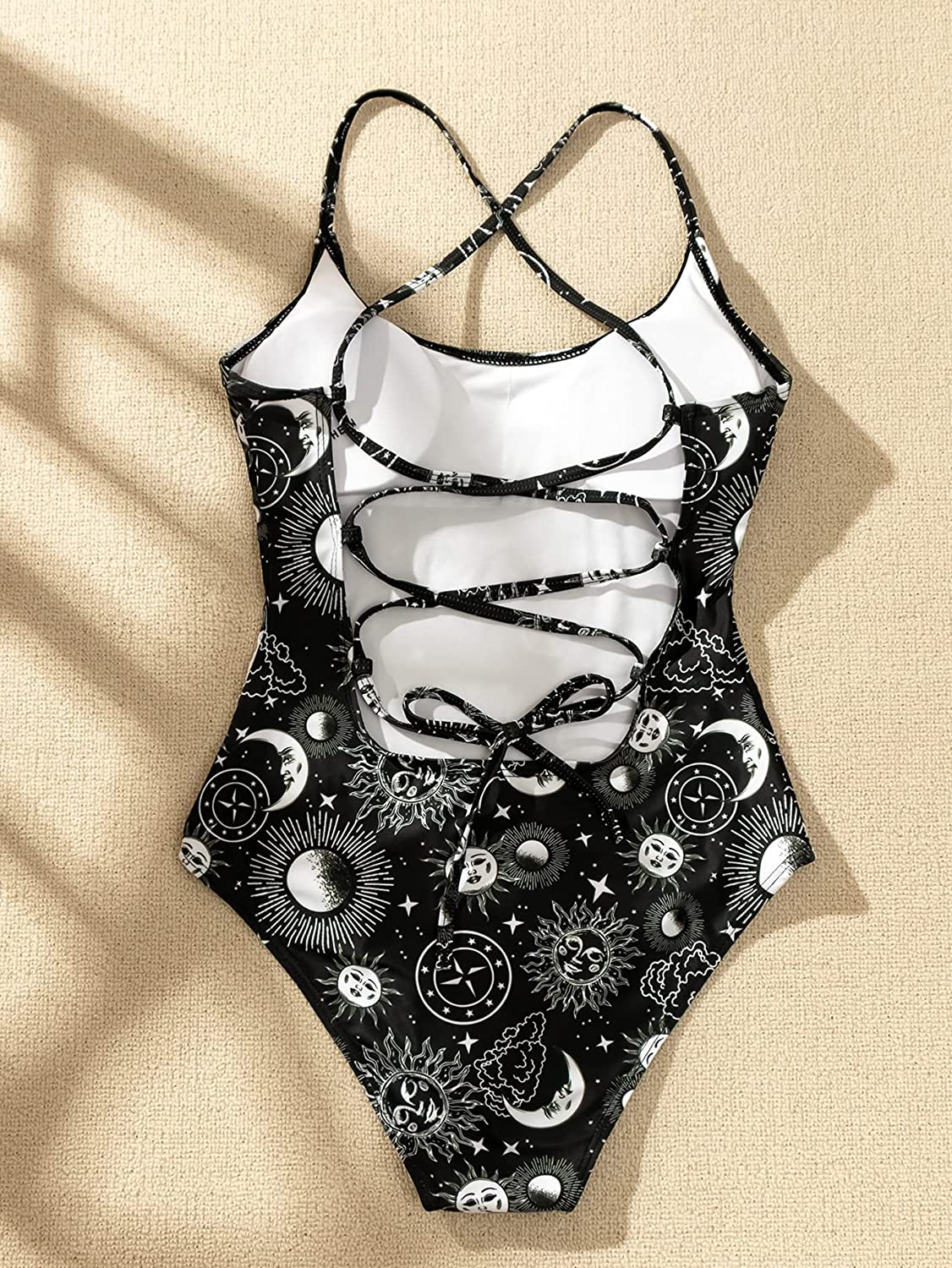 SOLY HUX Women'S Plunge Neck Cross Back High Cut One Piece Bathing Suits Swimsuit Apparel & Accessories > Clothing > Swimwear Kylie Max   