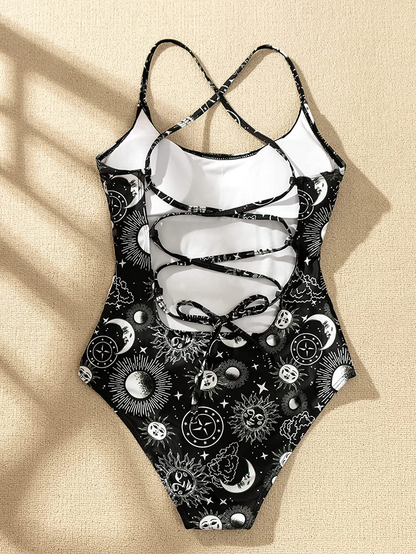 SOLY HUX Women'S Plunge Neck Cross Back High Cut One Piece Bathing Suits Swimsuit Apparel & Accessories > Clothing > Swimwear Kylie Max   