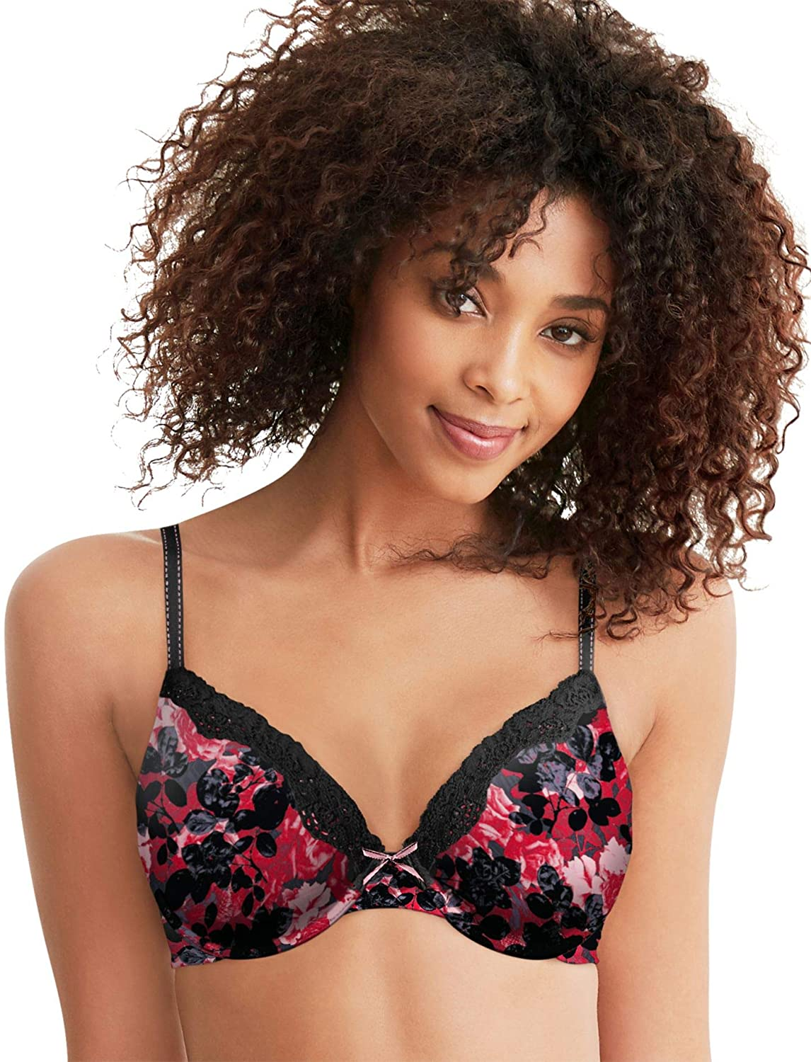 Maidenform Women'S Comfy Soft Full Coverage Underwire Bra 09404 Apparel & Accessories > Clothing > Underwear & Socks > Lingerie Maidenform Midnight Floral Print/Scarlet Berry 40D 