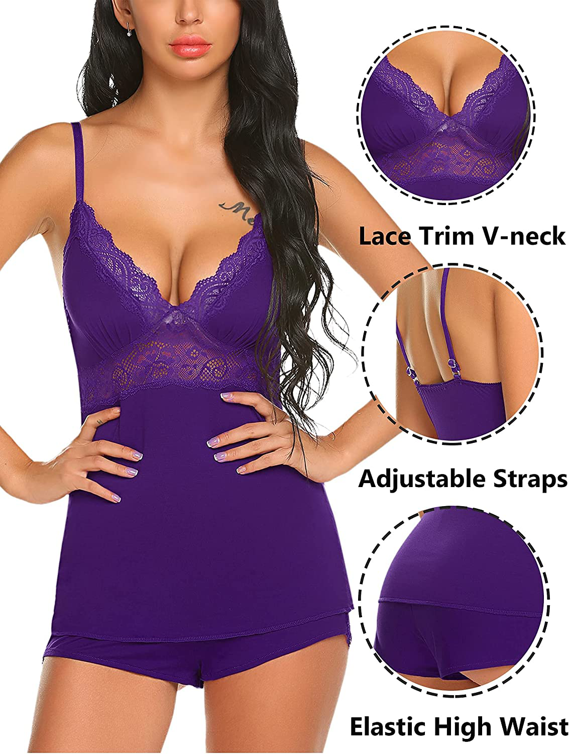 Avidlove Womens Sleepwear Lace Pajamas Cami PJS Set Pajama Set for Women Apparel & Accessories > Clothing > Sleepwear & Loungewear Kylie Max   