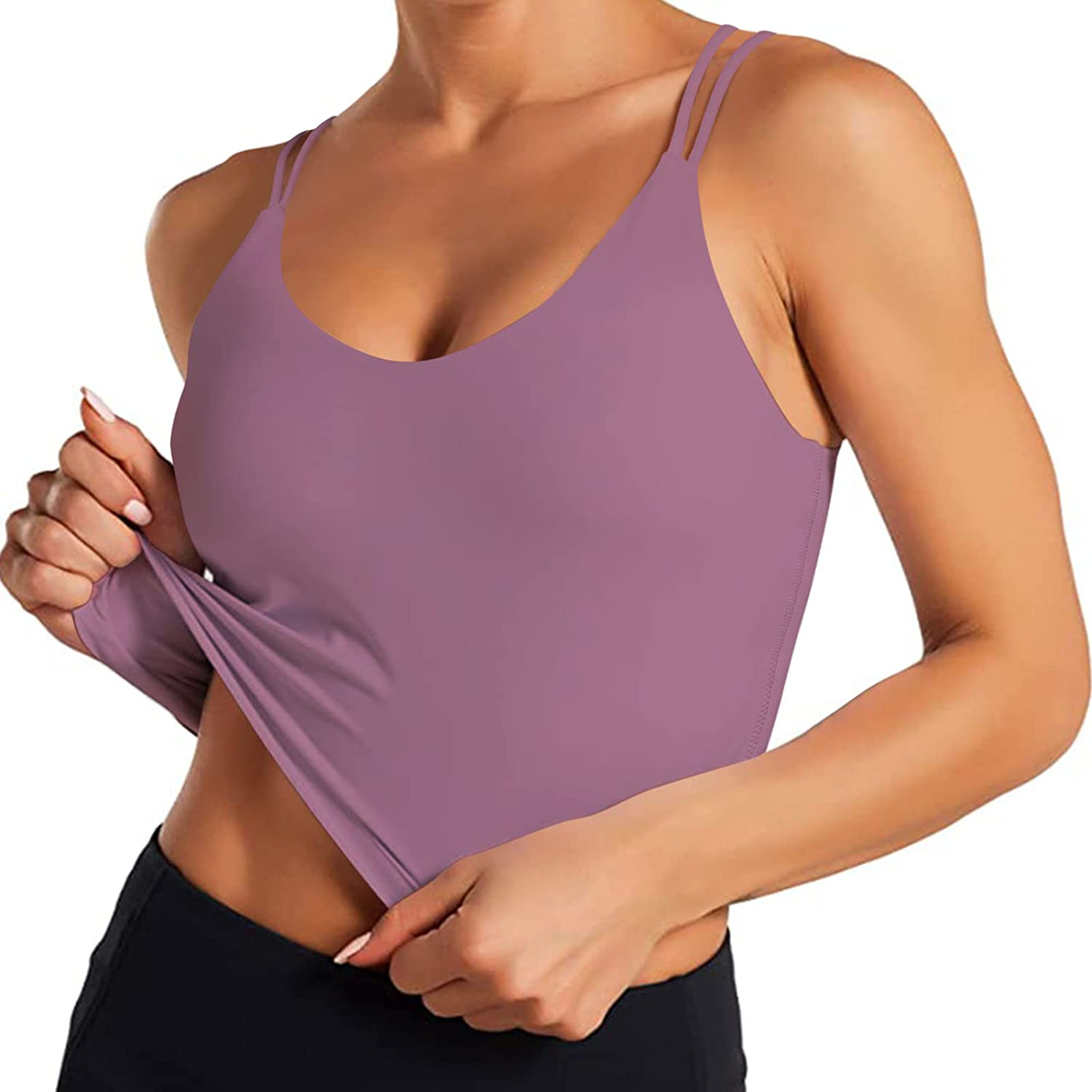 Women'S Longline Sports Bra Padded Strappy Yoga Bra Fitness Running Workout Crop Tank Top（2Pack） Apparel & Accessories > Clothing > Underwear & Socks > Bras Kylie Max   
