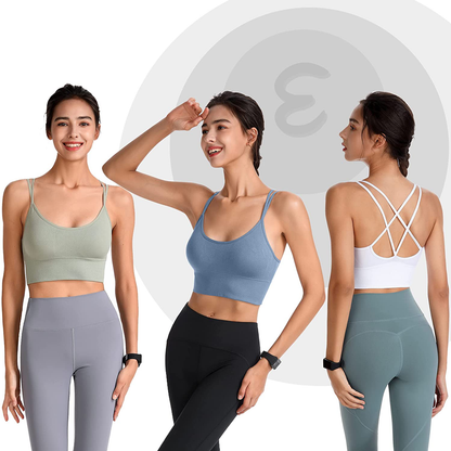 Evercute Cross Back Sport Bras Padded Strappy Criss Cross Cropped Bras for Yoga Workout Fitness Low Impact Apparel & Accessories > Clothing > Underwear & Socks > Bras Kylie Max   