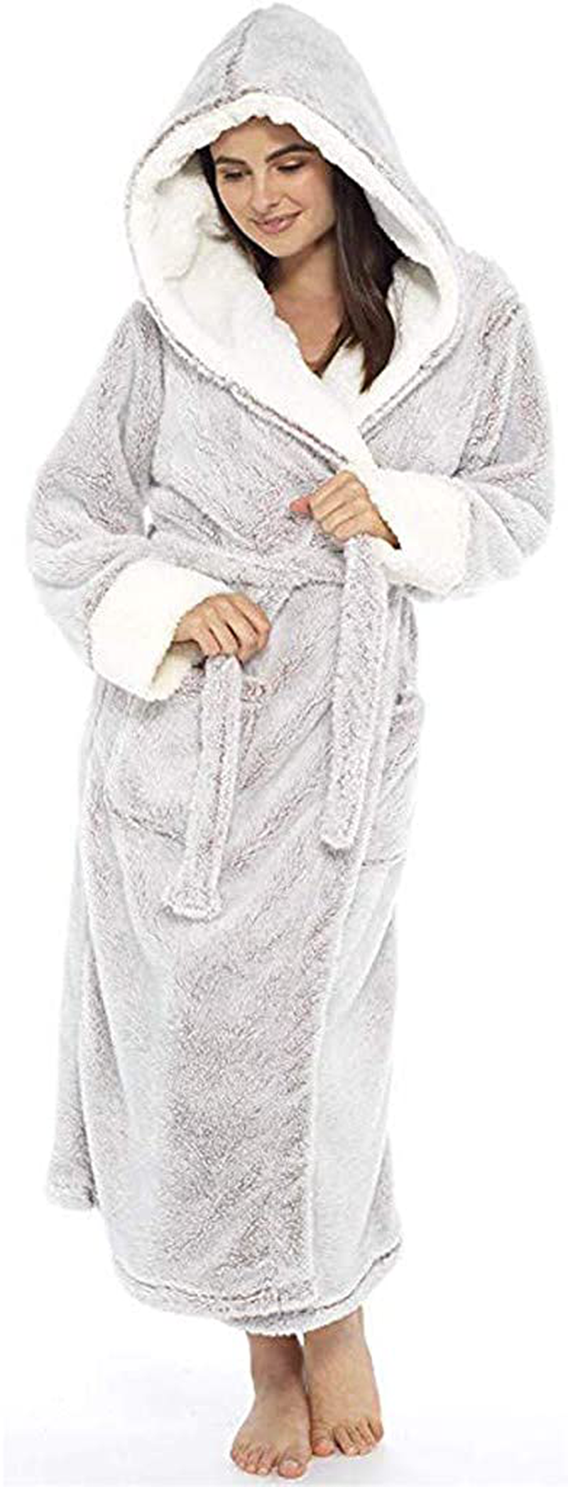 Hemlock Women Winter Fleece Robe Hooded Robes Soft Plush Kimono Bathrobe plus Size Robe Night Gown Home Clothes Apparel & Accessories > Clothing > Sleepwear & Loungewear > Robes Kylie Max   