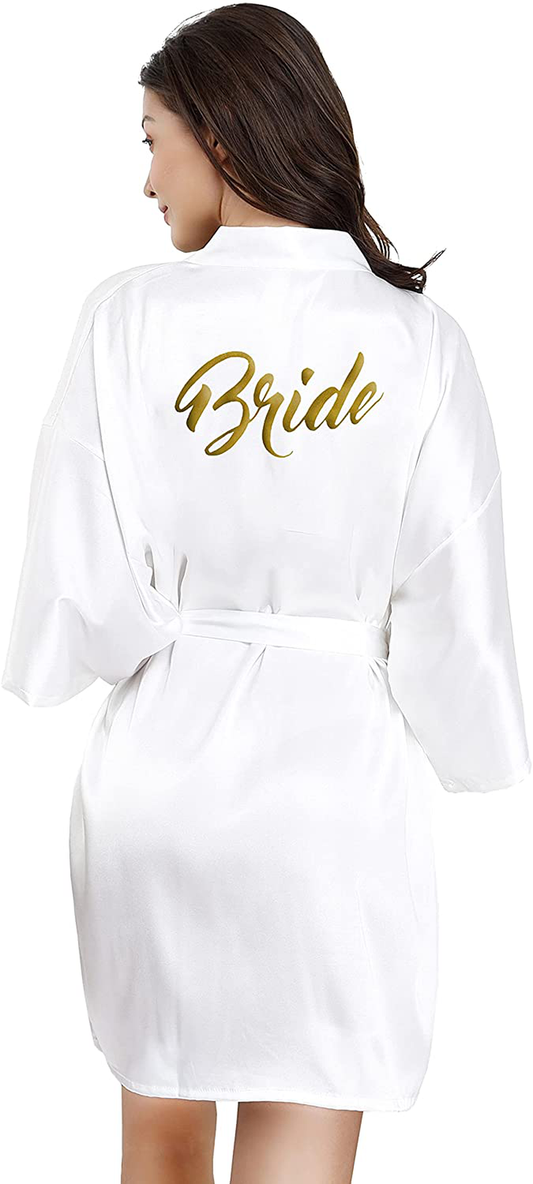 EPLAZA Women One Size Bride Bridesmaid Robes with Gold Glitter for Wedding Party Apparel & Accessories > Clothing > Sleepwear & Loungewear > Robes Kylie Max   
