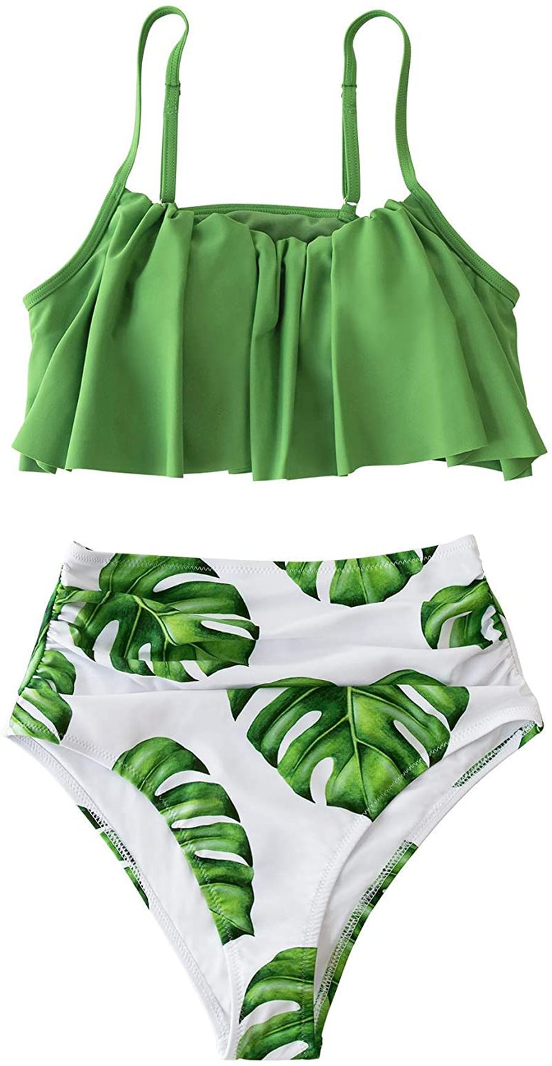 CUPSHE Women's High Waisted Falbala Bikini Set Apparel & Accessories > Clothing > Swimwear KYLIE MAX   