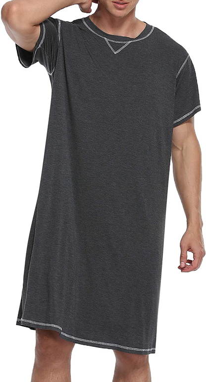 Ekouaer Mens Nightshirt Short Sleeve Nightwear Comfy Loose Night Shirts Henley Sleep Shirt Soft Sleepwear M-XXXL Apparel & Accessories > Clothing > Sleepwear & Loungewear > Nightgowns Kylie Max   
