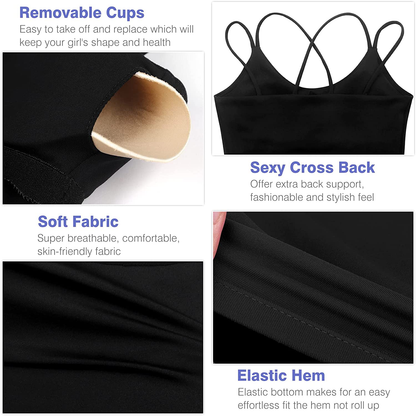 Women'S Longline Sports Bra Padded Strappy Yoga Bra Fitness Running Workout Crop Tank Top（2Pack） Apparel & Accessories > Clothing > Underwear & Socks > Bras Kylie Max   