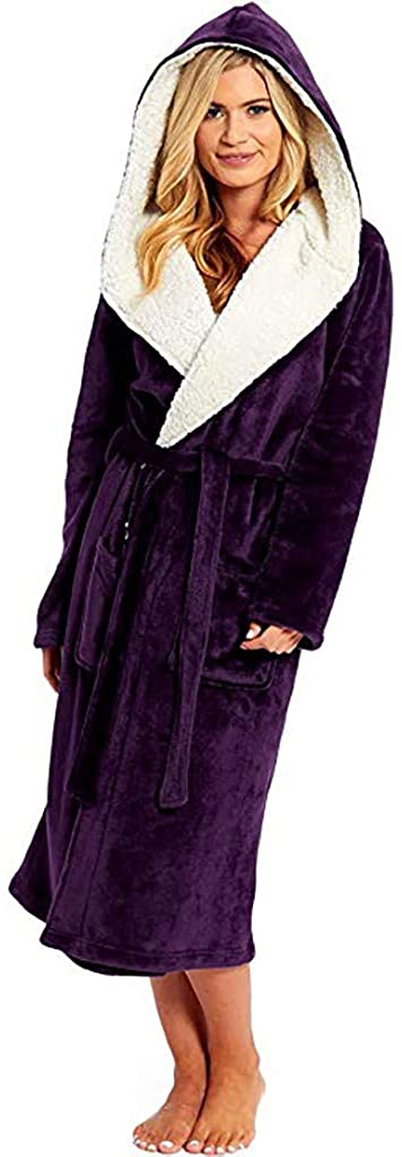 Women'S Autum Winter plus Size Hooded Jumpsuit Pajamas Robe,Loose Long Bathrobe Sleepwear Loungewear Negligees Nightgowns Apparel & Accessories > Clothing > Underwear & Socks > Shapewear AKshehe   