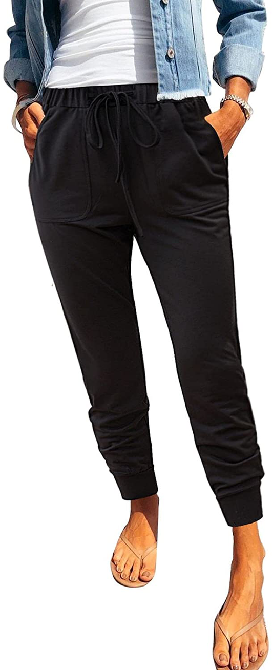 ROSKIKI Womens Leopard Drawstring Elastic Waist Sports Lounge Pants with Pockets Apparel & Accessories > Clothing > Activewear Kylie Max   