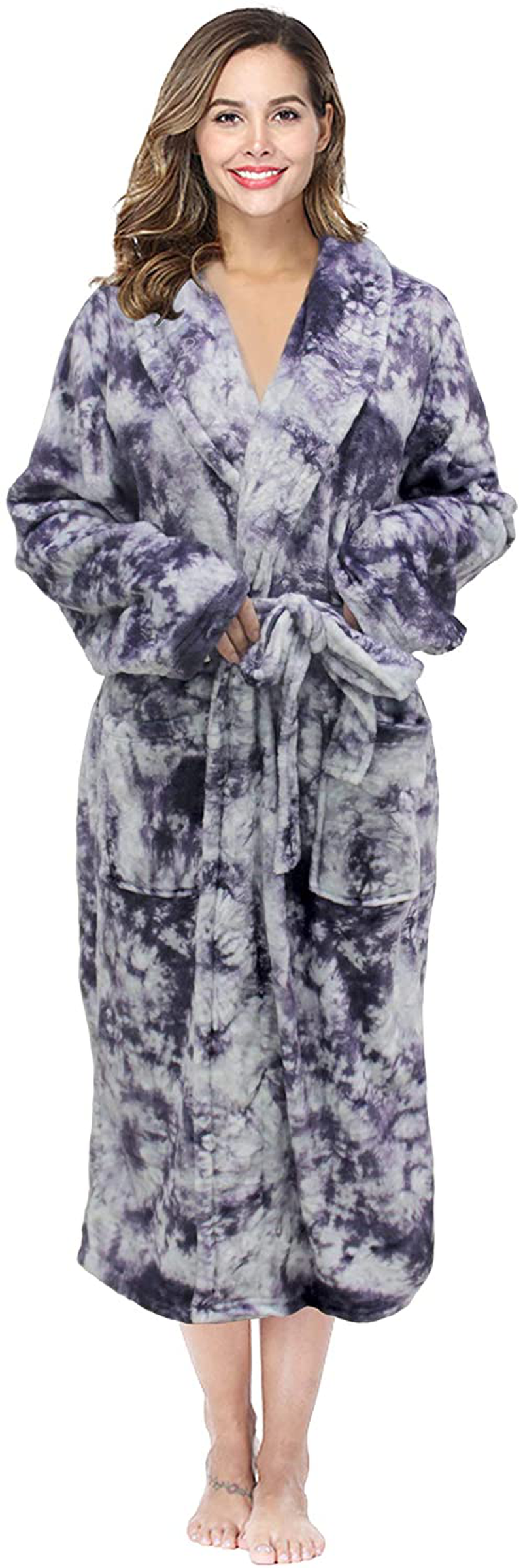 RONGTAI Womens Bathrobe Ladies Fleece Plush Warm Long Robes Apparel & Accessories > Clothing > Sleepwear & Loungewear > Robes Kylie Max   
