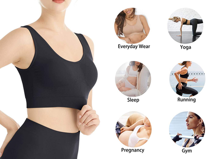 Lemef 3-Pack Seamless Sports Bra Wirefree Yoga Bra with Removable Pads for Women Apparel & Accessories > Clothing > Underwear & Socks > Bras Kylie Max   