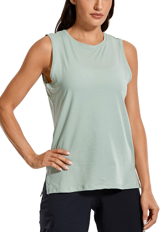 CRZ YOGA Women'S Pima Cotton Workout Tank Tops Loose Fit Yoga Sleeveless Shirts Muscle Tank Apparel & Accessories > Clothing > Activewear Kylie Max   