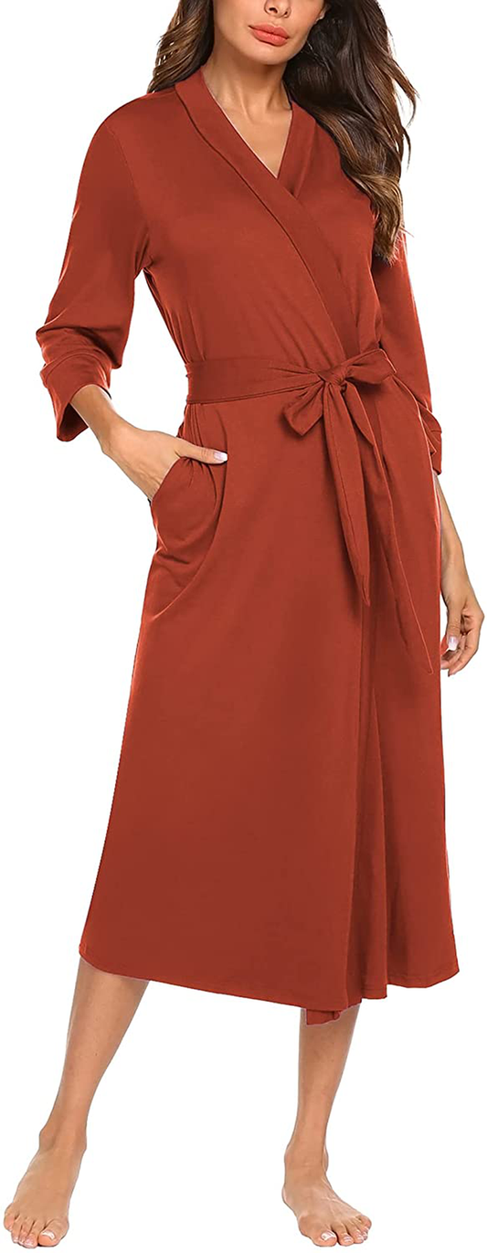 MAXMODA Women Kimono Robes Long Knit Bathrobe Soft Robe Casual Ladies Loungewear S-3XL Apparel & Accessories > Clothing > Sleepwear & Loungewear > Robes Kylie Max   