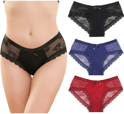 LEVAO Womens Bikini Panties Underwear Lace Hipster Seamless Sexy Hi Cuts Pack 6 Apparel & Accessories > Clothing > Underwear & Socks > Underwear LEVAO 3 Pack XX-Large 