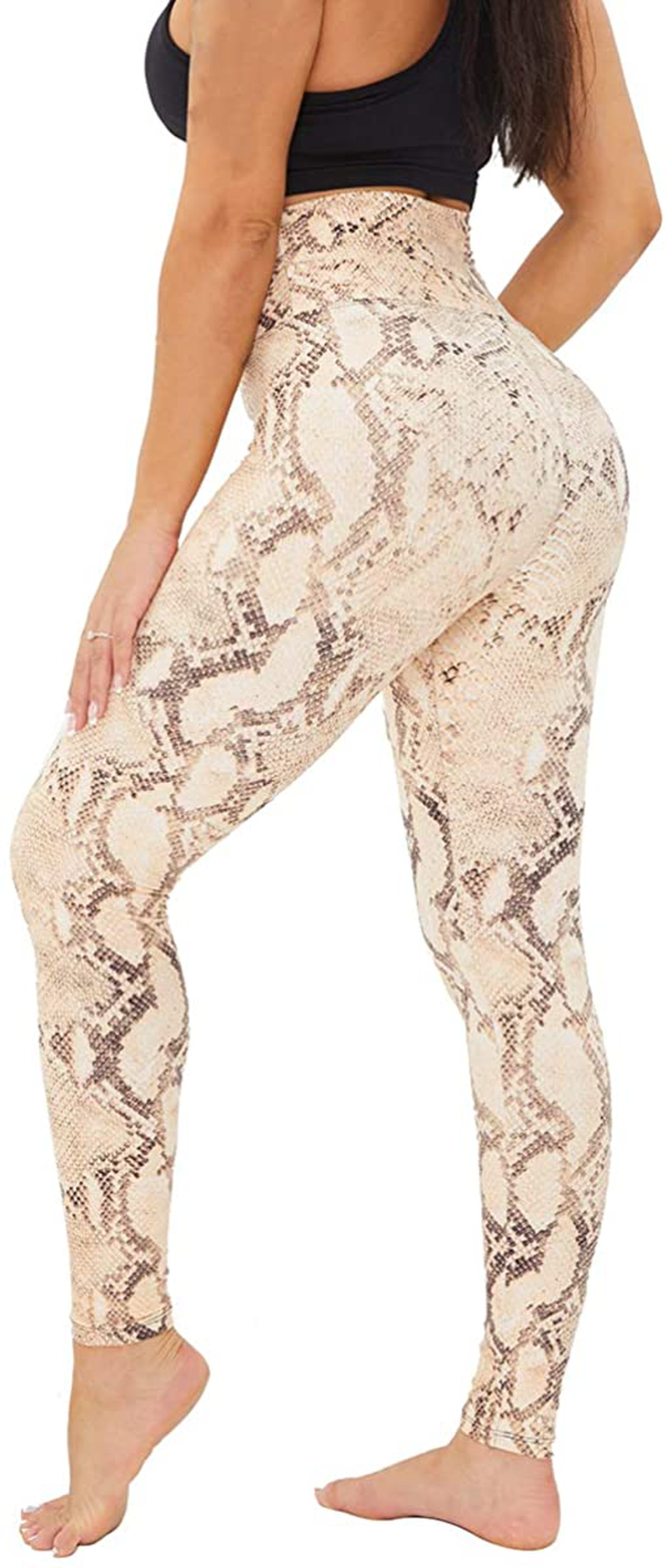 Gayhay High Waisted Leggings for Women - Soft Opaque Slim Tummy Control Printed Pants for Running Cycling Yoga Apparel & Accessories > Clothing > Activewear GAYHAY Beige Snake Print Small-Medium 