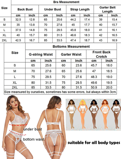 Avidlove Lingerie for Women Bra Panty Garter Set Sexy 3 Piece Lingerie Set with Garter Belts Apparel & Accessories > Clothing > Underwear & Socks > Lingerie Avidlove   