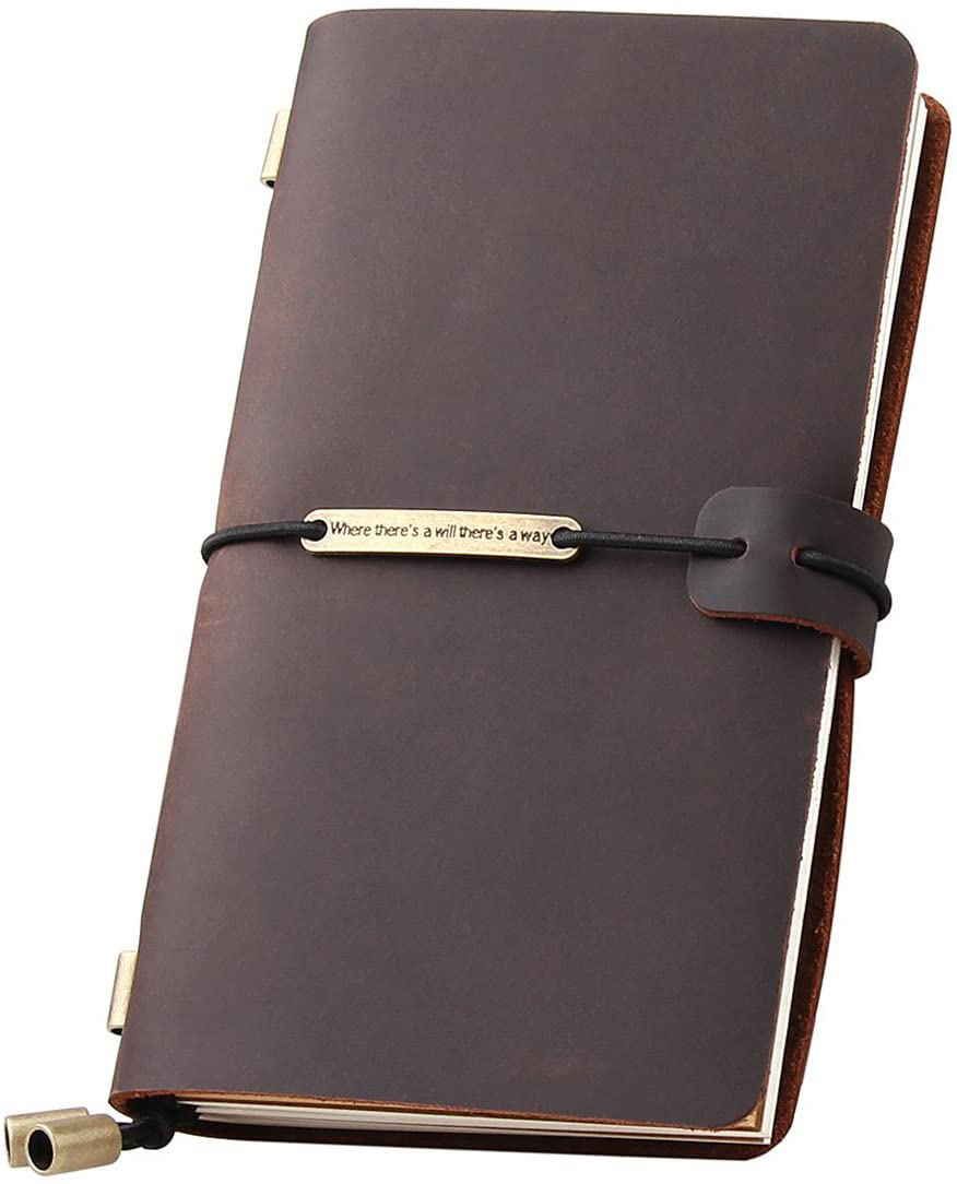 Refillable Handmade Travelers Notebook, Leather Travel Journal Notebook for Men & Women, Perfect for Writing, Gifts, Travelers, 5.2" x 4" Inches - Wine Arts & Entertainment > Party & Celebration > Gift Giving Robrasim Coffee 6.7" x 4" 