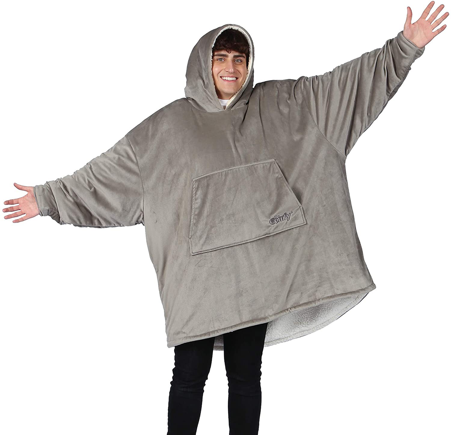 THE COMFY Original | Oversized Microfiber & Sherpa Wearable Blanket, Seen On Shark Tank, One Size Fits All Gray Arts & Entertainment > Party & Celebration > Gift Giving THE COMFY   