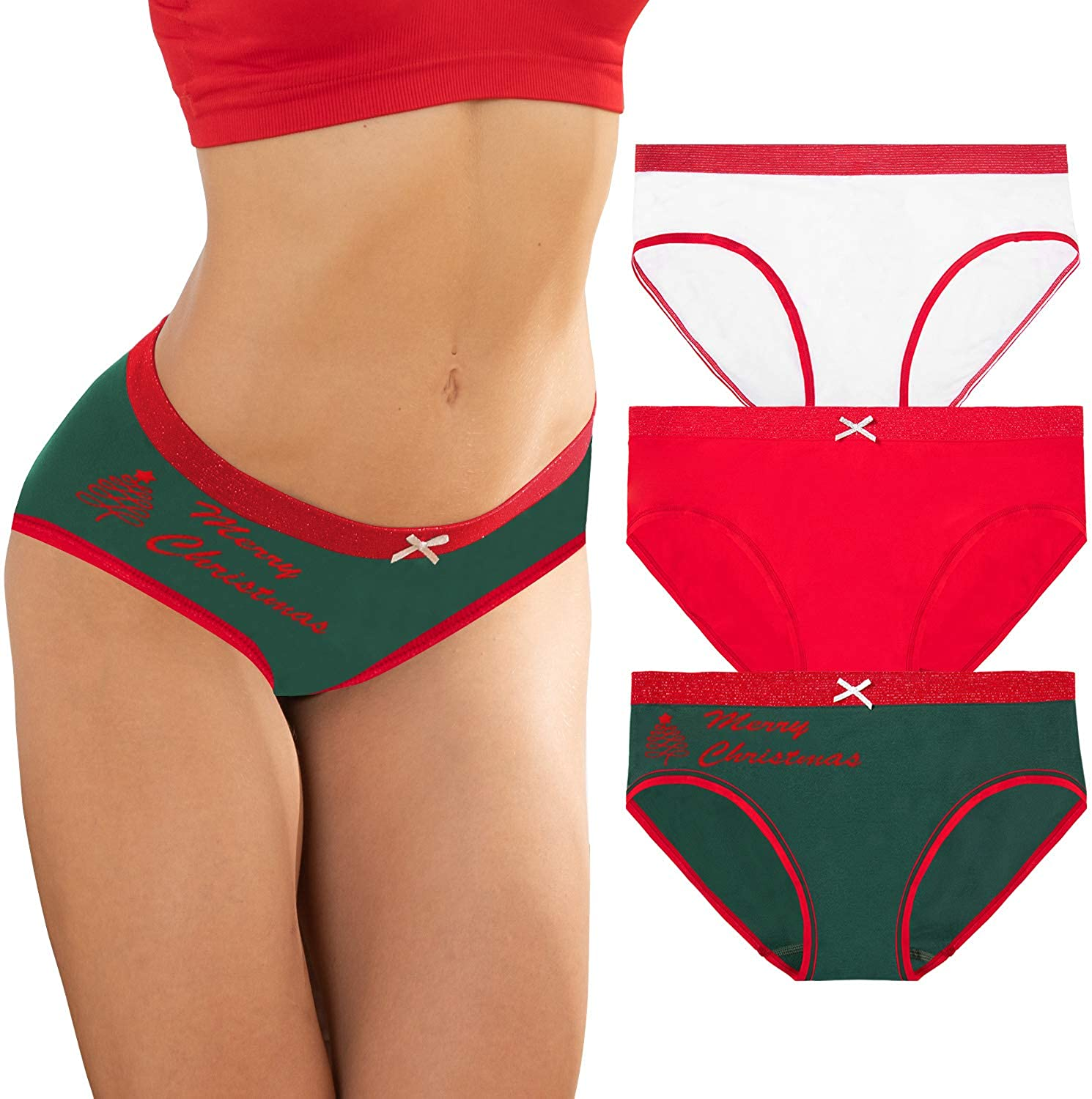 Women'S Low/High Waist Seamless Underwear Soft Full Coverage Ladies Panties Colorful Breathable Stretch Briefs 5-Pack Apparel & Accessories > Clothing > Underwear & Socks > Underwear LALESTE Christmas Large 