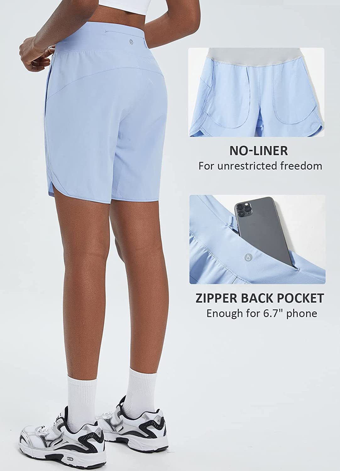 BALEAF Women'S 7" Long Shorts Lightweight for Running Workout Hiking Unlined Zipper Pocket Quick Dry Apparel & Accessories > Clothing > Shorts Kylie Max   