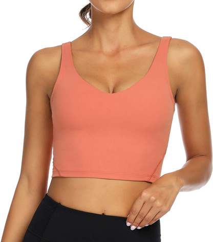 Lemedy Women Sports Bra Longline Crop Tank Top Padded Workout Running Yoga Apparel & Accessories > Clothing > Underwear & Socks > Bras Kylie Max   