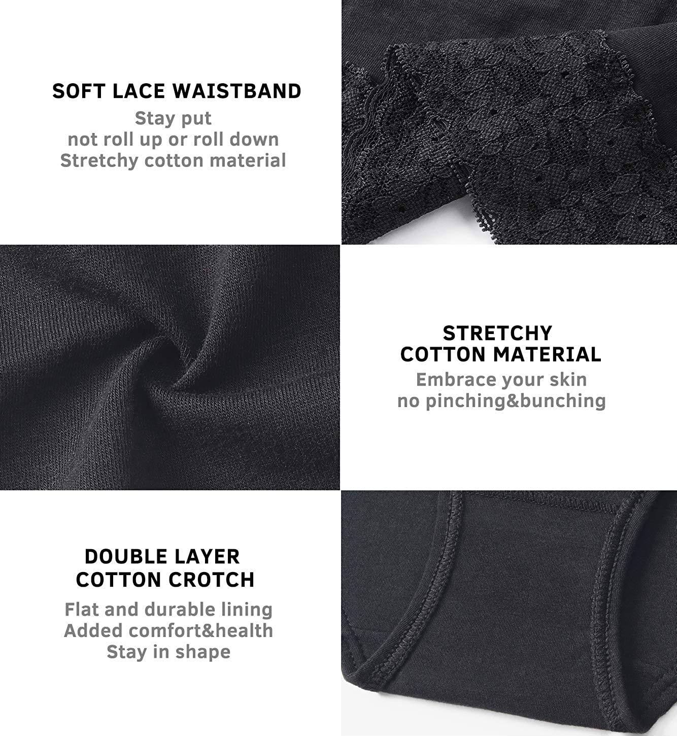 Cotton Panties for Women Bikini Underwear Hipster Underpants Lace Briefs Pack Apparel & Accessories > Clothing > Underwear & Socks > Underwear Wealurre   