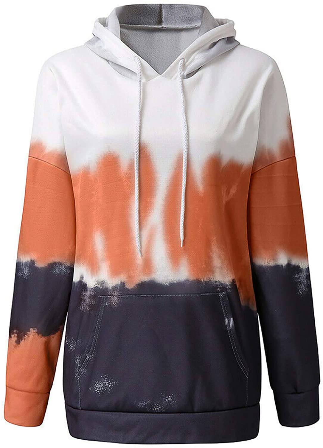 Eytino Women Hoodies Tops Tie Dye Printed Long Sleeve Drawstring Pullover Sweatshirts with Pocket(S-Xxl) Apparel & Accessories > Clothing > Activewear Kylie Max   