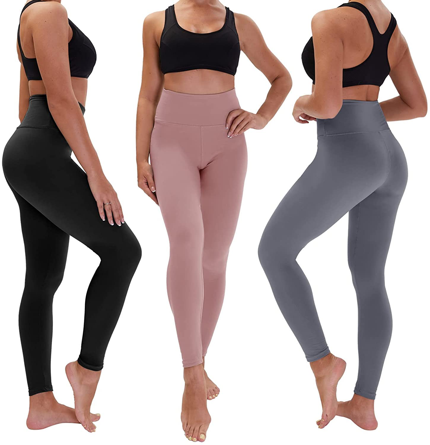 TNNZEET 3 Pack High Waisted Leggings for Women - Buttery Soft Workout Running Yoga Pants Apparel & Accessories > Clothing > Activewear TNNZEET   