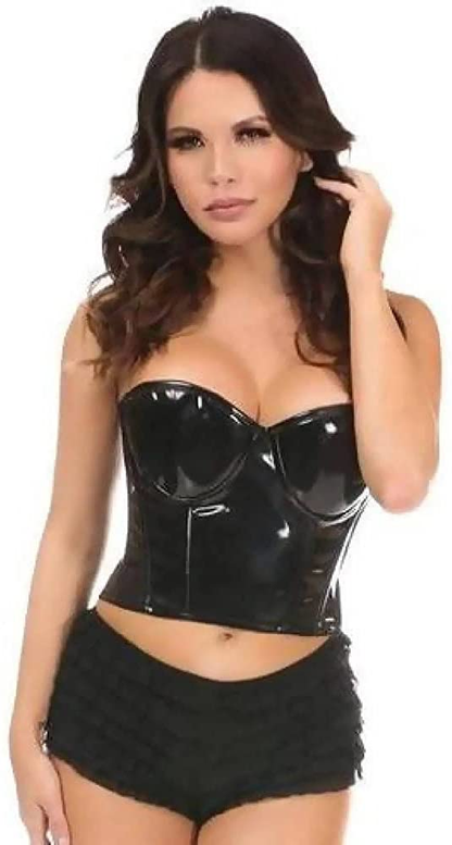 Daisy Corsets Lavish Black Patent PVC Underwire Bustier Apparel & Accessories > Clothing > Underwear & Socks > Lingerie Daisy corsets Black Small 