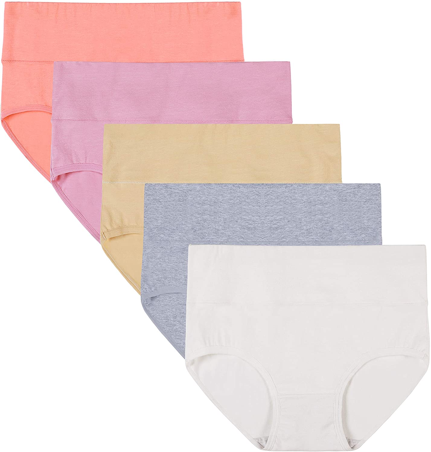 INNERSY Womens High Waisted Underwear Cotton Panties Regular & plus Size 5-Pack Apparel & Accessories > Clothing > Underwear & Socks > Underwear INNERSY Spring Floral Large 