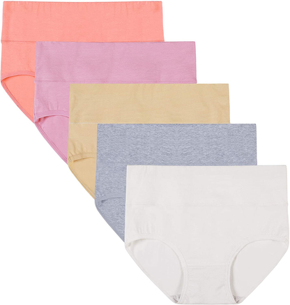 INNERSY Womens High Waisted Underwear Cotton Panties Regular & plus Size 5-Pack Apparel & Accessories > Clothing > Underwear & Socks > Underwear INNERSY Spring Floral Large 