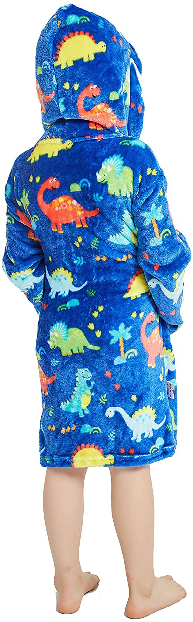 Kids Fleece Hooded Bathrobe Matching Slippers Toddler Soft Plush Hooded Robe Flannel Pajamas Sleepwear with Slippers for Boys Apparel & Accessories > Clothing > Sleepwear & Loungewear > Robes Kylie Max   