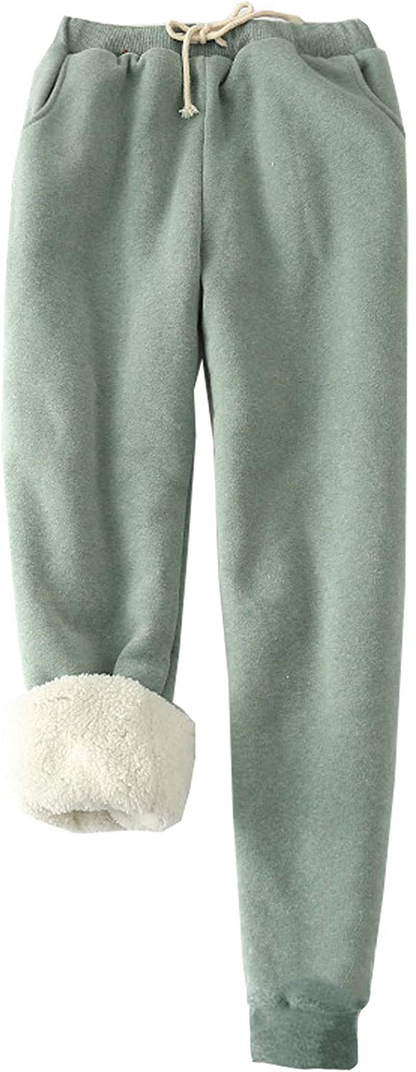 Hesayep Women'S Warm Sherpa Lined Sweatpants Drawstring Athletic Jogger Fleece Pants with Pockets Apparel & Accessories > Clothing > Activewear Kylie Max   
