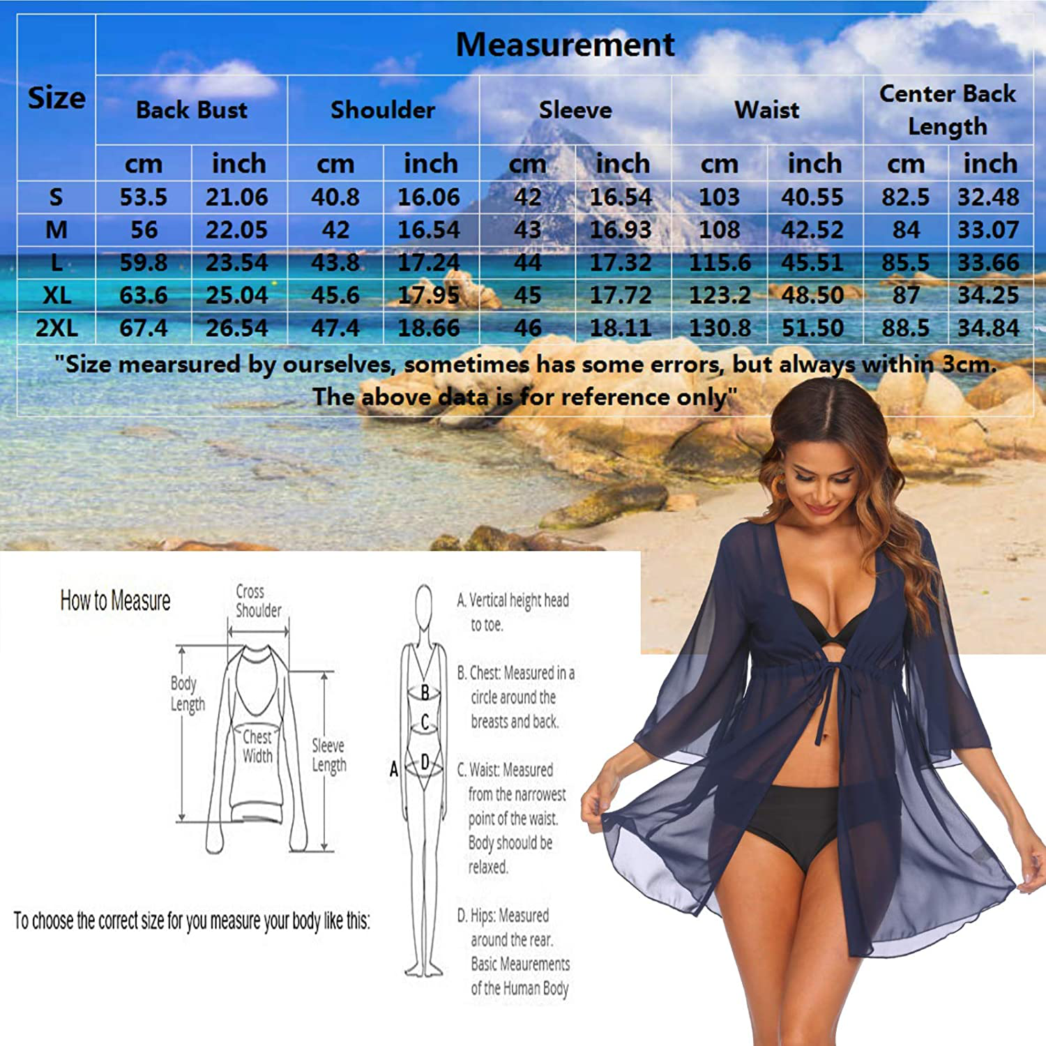 Ekouaer Cover up Women Bathing Suit Coverups Short Swim Cardigan Chiffon Pool Kimino Sheer Bikini Beachdress Apparel & Accessories > Clothing > Swimwear Kylie Max   