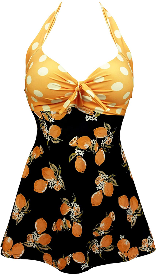 COCOSHIP Vintage Sailor Pin up Swimsuit Retro One Piece Skirtini Cover up Swimdress(Fba) Apparel & Accessories > Clothing > Swimwear Kylie Max   