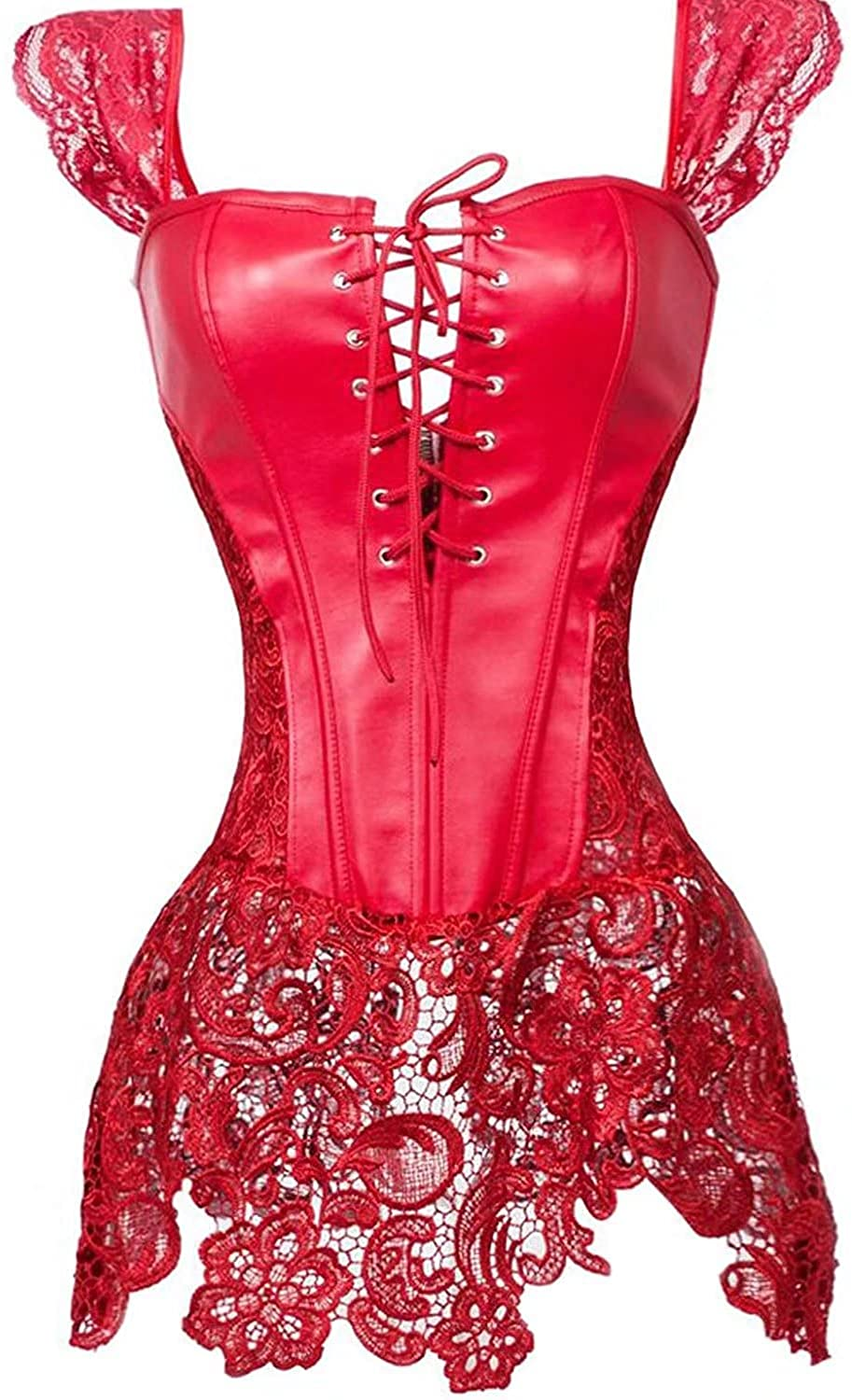 Leather Corsets for Women Bustier Lingerie Top Punk Rock Waist Cincher Basque Halloween Costume Apparel & Accessories > Clothing > Underwear & Socks > Lingerie jutrisujo   